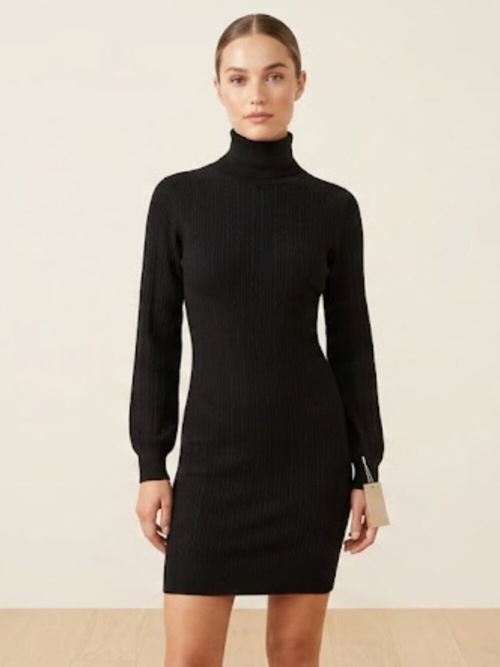 NWT HALARA Black Ribbed Turtleneck Sweater Dress size small